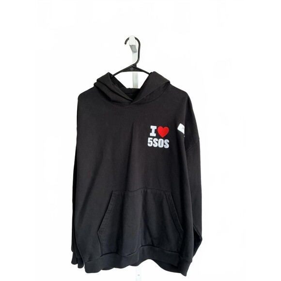 5 Seconds Of Summer Other - Five Seconds of Summer Black 'I Love 5SOS' Men's Black  Hoodie. Medium
